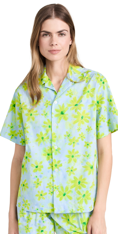 Shop Marni Parade Poplin Short Sleeve Shirt Aquamarine