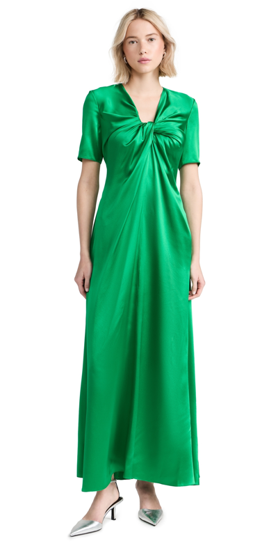 Shop Rosetta Getty Twist Front Short Sleeve Gown Emerald