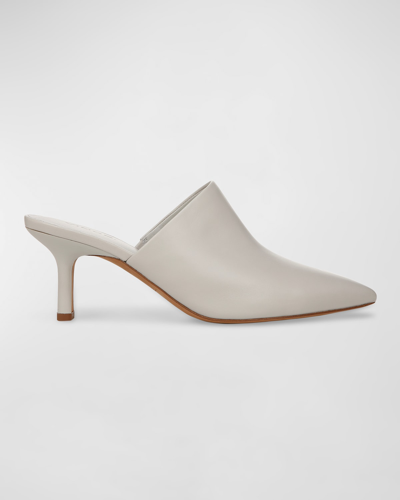 Shop Vince Penelope Leather Point-toe Mules In Horchata White Le