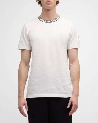 Shop Moncler Men's Logo Crew T-shirt In White
