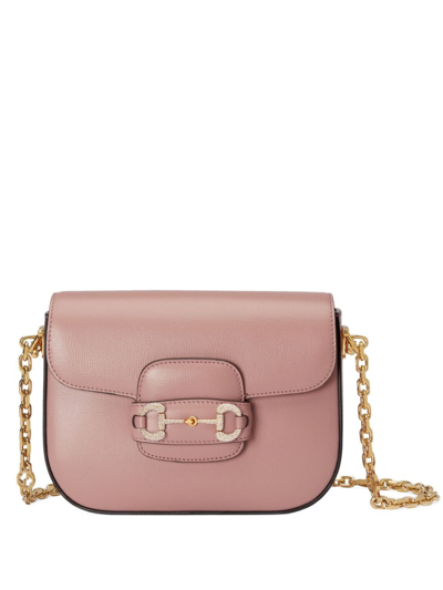 Shop Gucci Horsebit 1955 Mini Leather Shoulder Bag In Pink