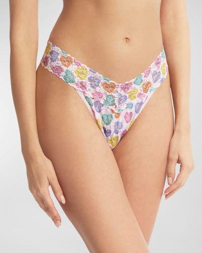 Shop Hanky Panky Printed Original-rise Signature Lace Thong In Be Mine Print