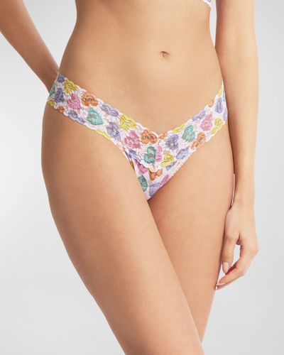 Shop Hanky Panky Printed Low-rise Signature Lace Thong In Be Mine Print