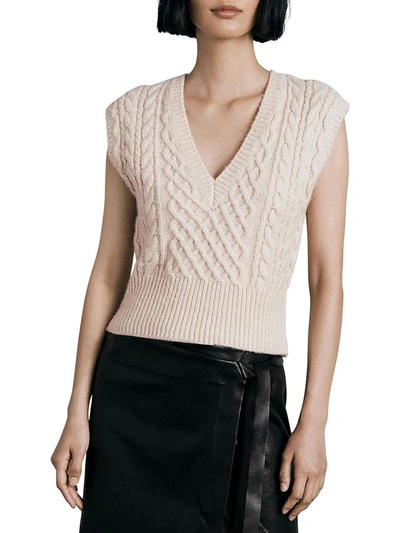 Shop Rag & Bone Elizabeth Womens Wool Blend Cropped Sweater Vest In Beige