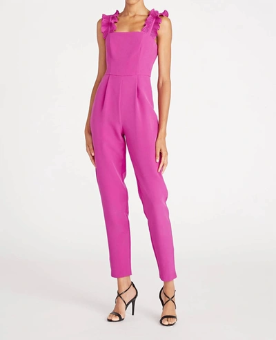 Shop Amur Jaylee Ruffle Strap Jumpsuit In Chablis Berry In Pink