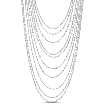 Mimi & Max Multi-strand Chain Necklace In Sterling Silver - 18 In In White
