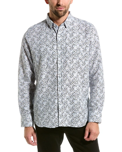 Shop Robert Graham Wyndham Linen-blend Woven Shirt In Grey