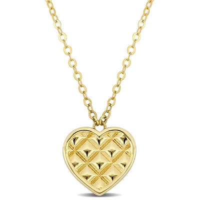 Mimi & Max Textured Heart Pendant With Chain In 10k Yellow Gold - 17 In In Yellow