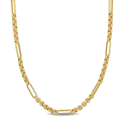 Mimi & Max 5.3mm Mm Rolo Station Link Necklace In 14k Yellow Gold - 16 In In Yellow