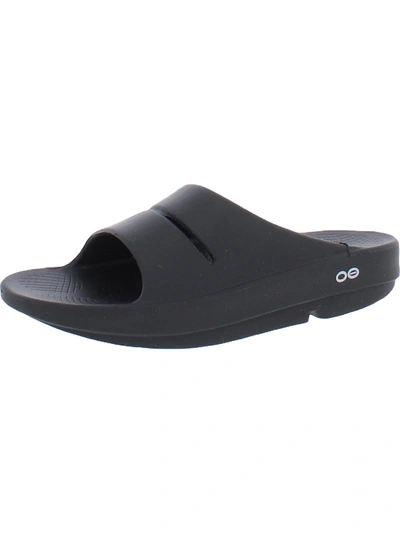 Shop Oofos Mens Textured Sport Slide Sandals In Black