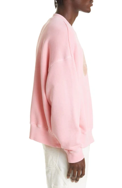 Shop Palm Angels Headless Bear Cotton Sweatshirt In Fuchsia Fluorescent Brown