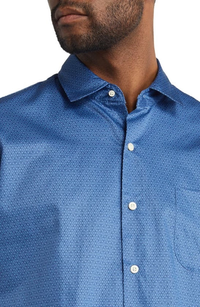 Shop Peter Millar Henry Short Sleeve Button-up Shirt In Twilight Blue