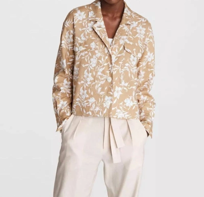 Shop Rag & Bone Jessie Printed Linen Shirt Jacket In Beige Floral
