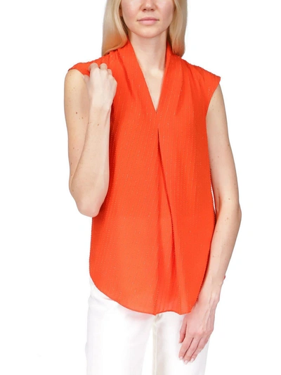 Shop Michael Michael Kors Womens Pinstripe Crepe Blouse In Orange