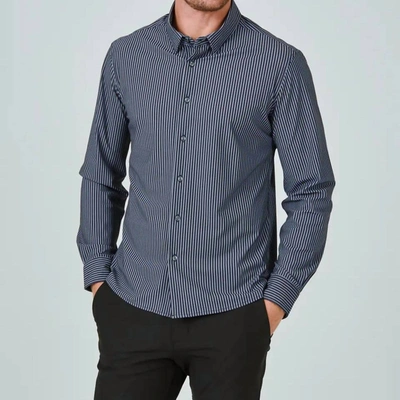 Shop 7diamonds Blaine Long Sleeve Shirt In Black In Blue