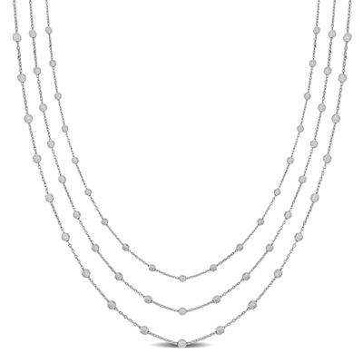 Mimi & Max 3-strand Station Ball Necklace In Sterling Silver - 16+2 In In White
