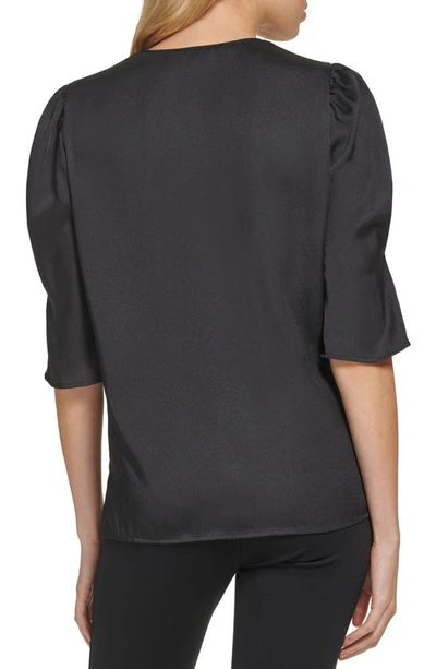 Dkny Puff Sleeve Blouse In Black