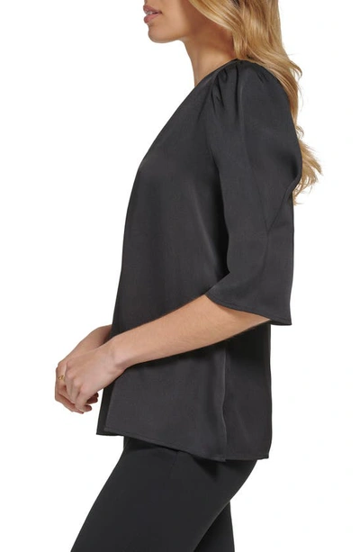 Shop Dkny Puff Sleeve Blouse In Black