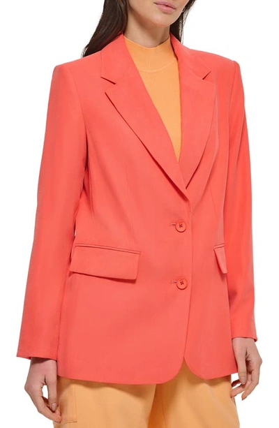 Shop Dkny One-button Frosted Twill Jacket In Persimmon