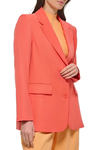 Shop Dkny One-button Frosted Twill Jacket In Persimmon