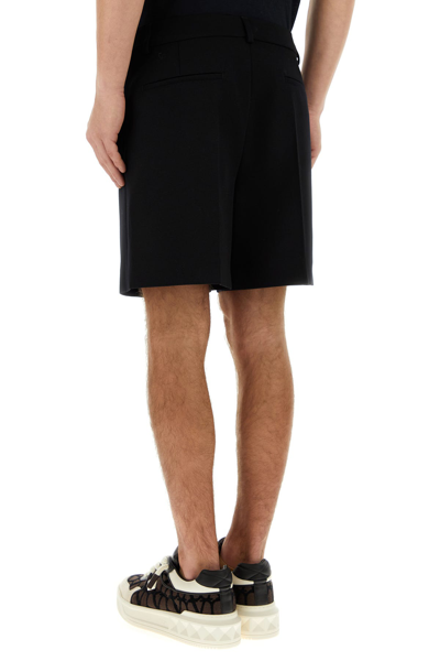 Valentino Garavani Black Bermuda Shorts With Vlogo Print In Toile Iconographe Man