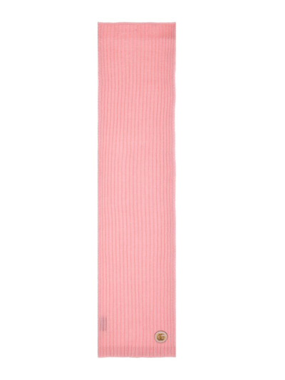 Shop Gucci Logo Patch Knit Scarf In Pink
