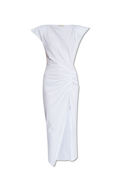 Shop Isabel Marant Nadela Ruched Detailed Midi Dress In White