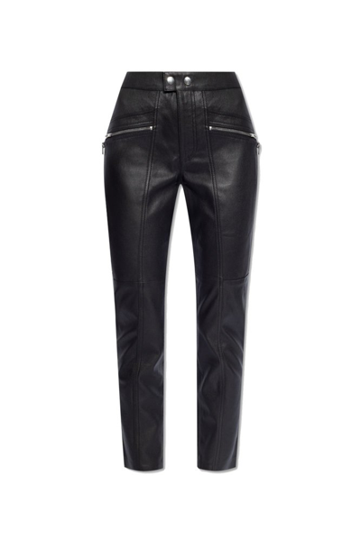 Shop Isabel Marant Hizilis Leather Trousers In Black