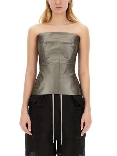 Shop Rick Owens Strapless Bustier Top In Grey