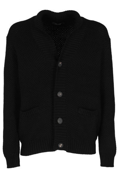 Shop Tagliatore Knitted Buttoned Cardigan In Black