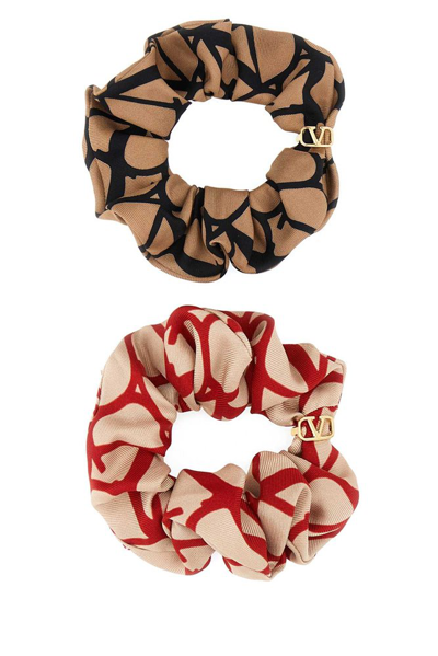 Shop Valentino Toile Iconographe Scrunchies Set In Multi