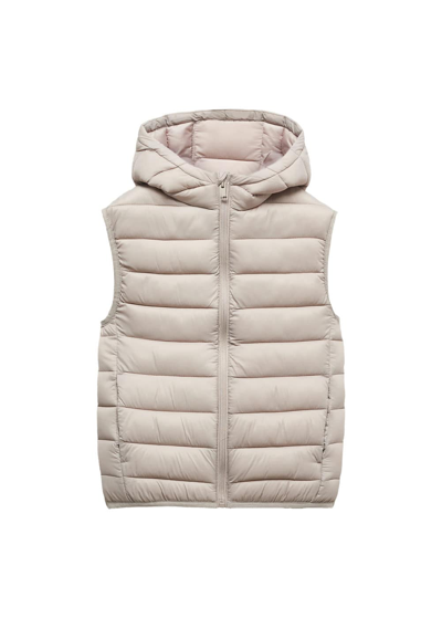 Shop Mango Quilted Gilet With Hood Ivory White