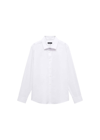 Shop Mango Regular-fit Stretch Cotton Shirt White