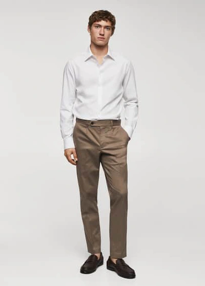Shop Mango Slim-fit Cotton Structured Shirt White