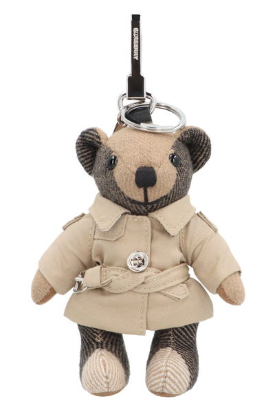 Shop Burberry Bear Charm Keychain In Beige