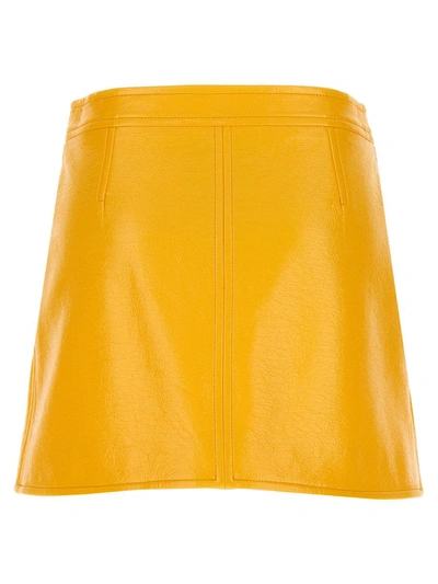 Shop Courrèges 'reedition Vinyl Mini' Skirt In Yellow
