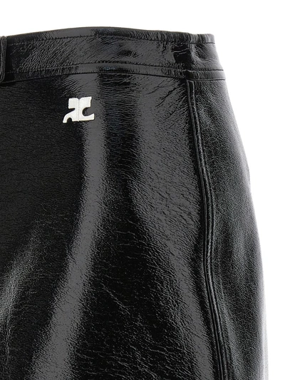 Shop Courrèges 'reedition Vinyl Mini' Skirt In Black