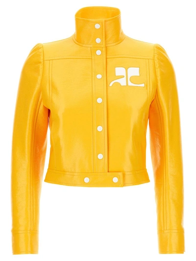 Shop Courrèges 'reedition Vinyl' Jacket In Yellow
