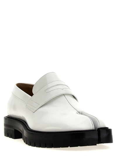 Shop Maison Margiela 'tabi' Loafers In White/black