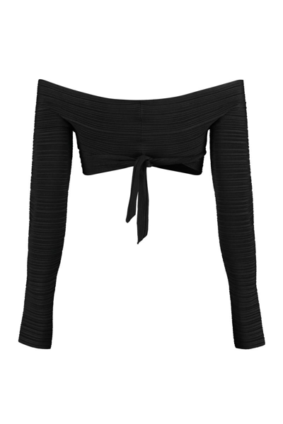 Shop Philosophy Di Lorenzo Serafini Ribbed Knit Crop Top In Black