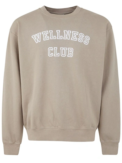 Shop Sporty And Rich Sporty & Rich Wellness Club Flocked Crewneck Clothing In Grey