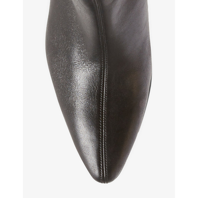 Shop Claudie Pierlot Women's Noir / Gris Pointed-toe Leather Knee-high Boots
