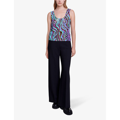 Shop Maje Women's Multicolor Graphic-pattern Sequin Top