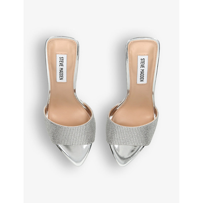 Shop Steve Madden Women's Silver Fast Lane Crystal-embellished Woven Heeled Sandals