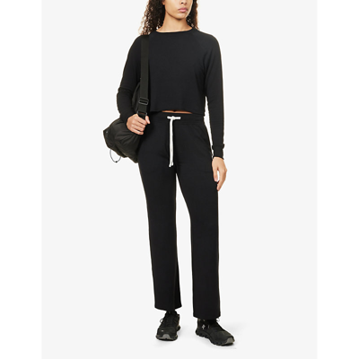 Shop Splits59 Women's Black Warm Up Relaxed-fit Stretch-woven Sweatshirt
