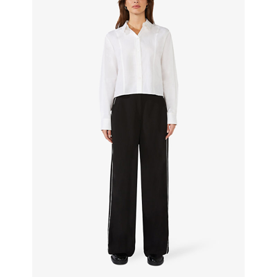 Shop Ro&zo Pleated Cropped Cotton Shirt In White