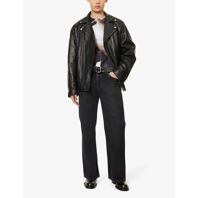 Acne Studios Distressed Organic High-rise Wide-leg Jeans In Black