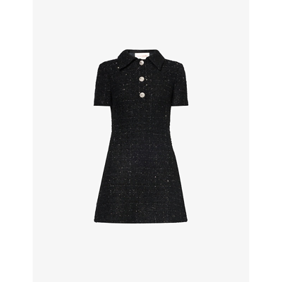 Shop Valentino Garavani Women's Nero Lurex Metallic-thread Bouclé Mini Dress