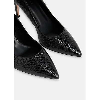 Shop Whistles Womens Black Corie Grained-leather Heeled Courts