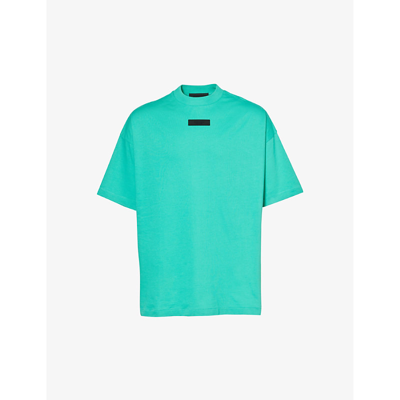 Shop Essentials Fear Of God  Men's Mint Leaf  Brand-embossed Cotton-jersey T-shirt